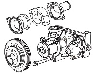 Помпа и термостат для Chery QQ Двигатель SQR472 (1.1 DOHC)