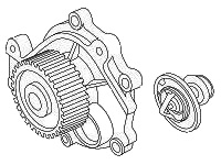 Помпа и термостат для Chery Elara Двигатель 484F (2.0 Acteco)